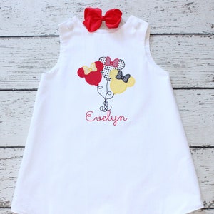 Monogrammed Minnie Balloon Dress, Disney Aline Dress, Disney Outfit, Mouse Minnie Outfit image 1