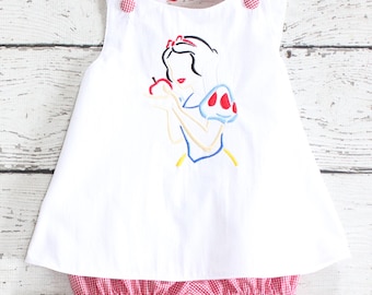 Monogrammed Snow White Outfit, Monogrammed Disney Bloomer Set, Monogrammed Magic Kingdom Outfit, Classic DIsney Outfit