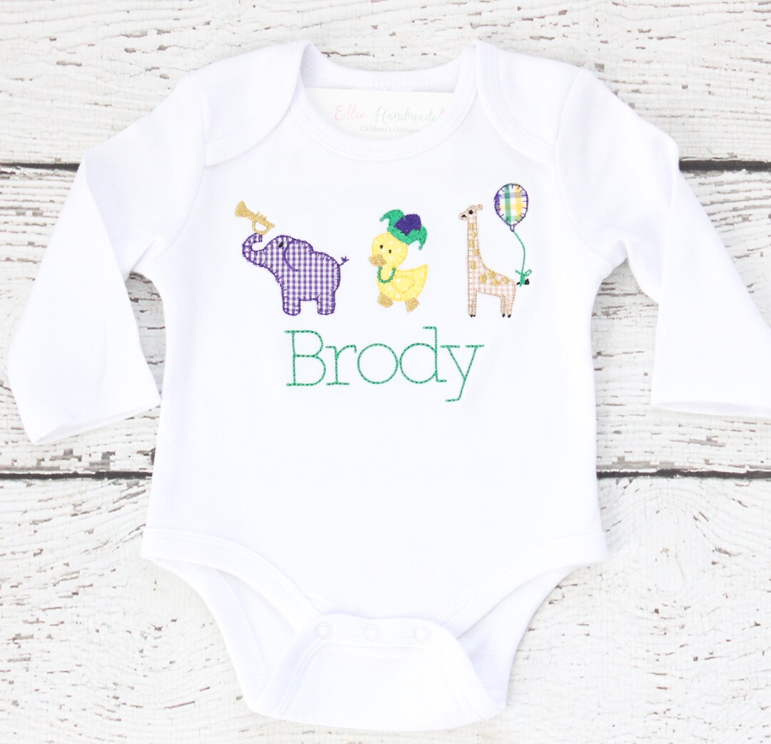 Baby Mardi Gras Shirt, Monogrammed Parade Shirt, Mardi Gras Onesie