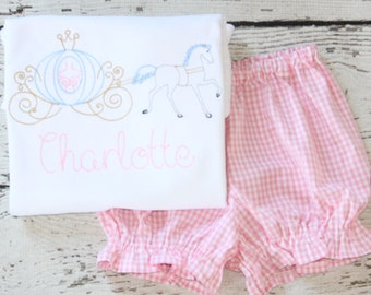 Monogrammed Princess Bloomer Set, Pink and Gold Princess Outfit, Monogrammed Disney Outfit