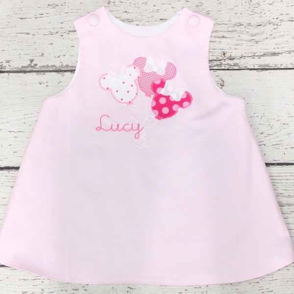 Monogrammed Minnie Balloon Dress, Disney Aline Dress, Disney Outfit, Mouse Minnie Outfit, Pastel Minnie Balloon Dress