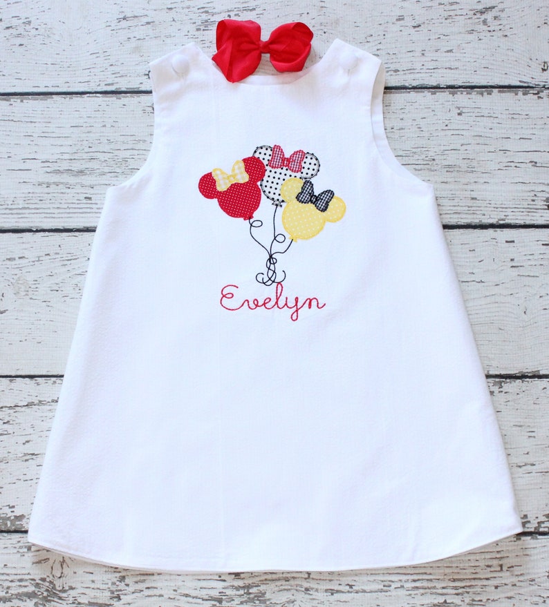 Monogrammed Minnie Balloon Dress, Disney Aline Dress, Disney Outfit, Mouse Minnie Outfit image 1