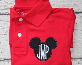 Mickey Polo, Monogrammed Disney Polo, Classic Disney Polo, Red Mickey Polo