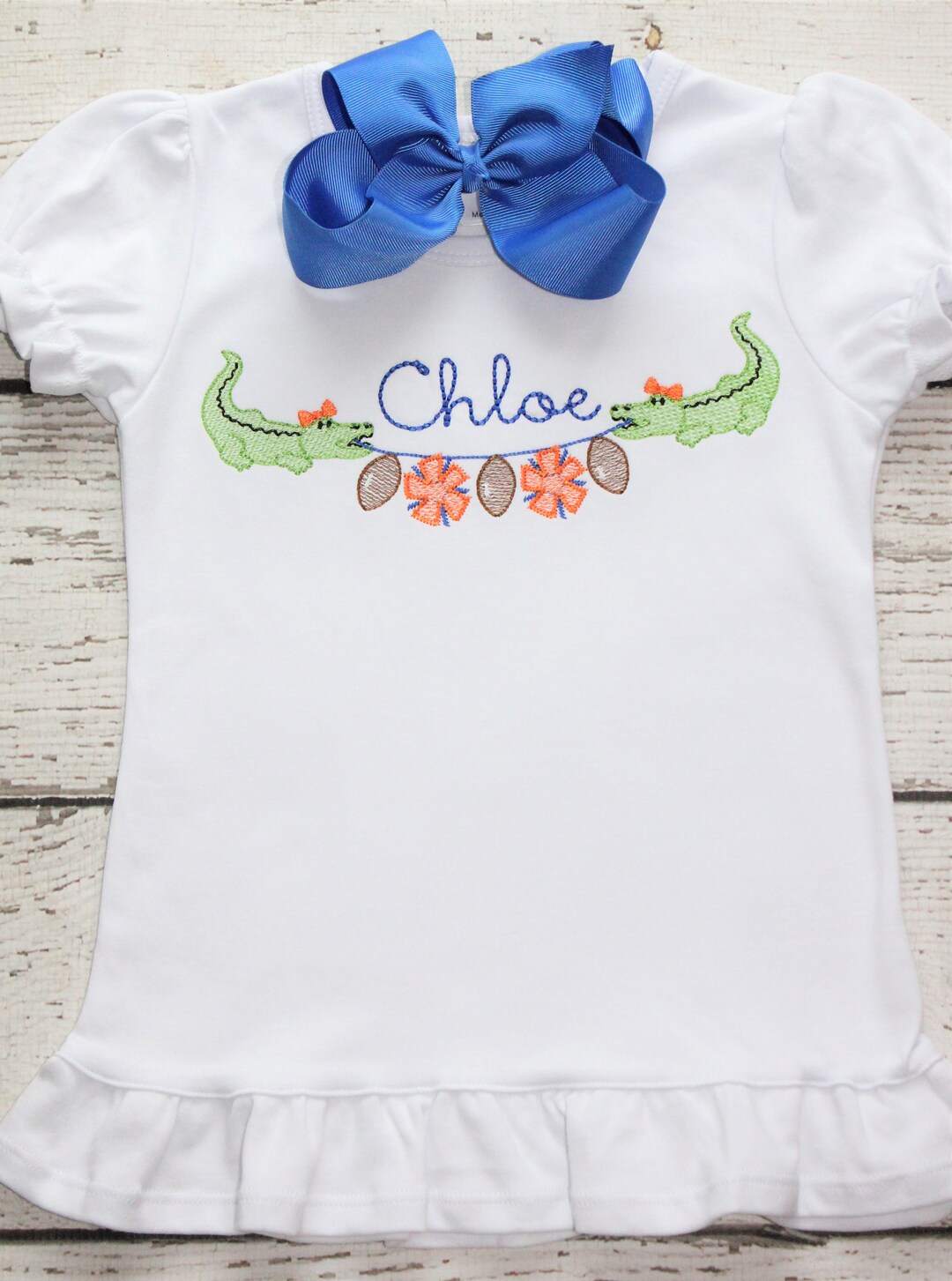 Girl Monogrammed Football Onesie/ Shirt, Gators Football Shirt, Florida