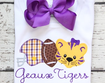 Monogrammed LSU Shirt, Louisiana Shirt, LSU Baby Outfit Monogrammed, Monogrammed Tiger Girl Shirt, Geaux Tigers Shirt