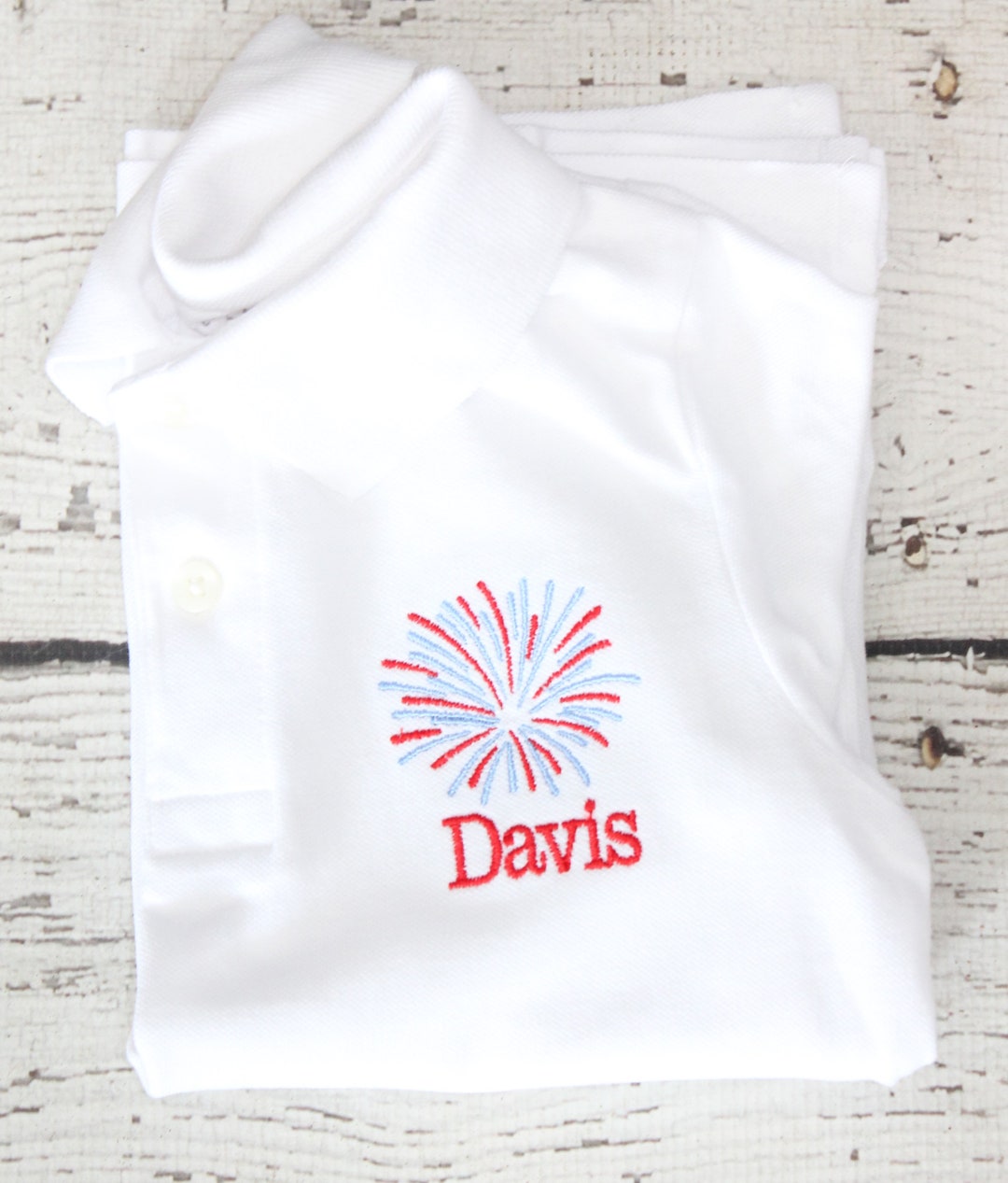 Monogrammed Firework Polo, Red White and Blue Monogrammed Polo, Disney