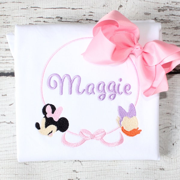 Monogrammed Minnie Shirt, Minnie and Daisy Shirt, Disney Onesie, Birthday Minnie Shirt, Daisy Duck Monogrammed outfit