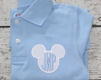 Mickey Polo, Monogrammed Disney Polo, Classic Disney Polo, Blue Mickey Polo