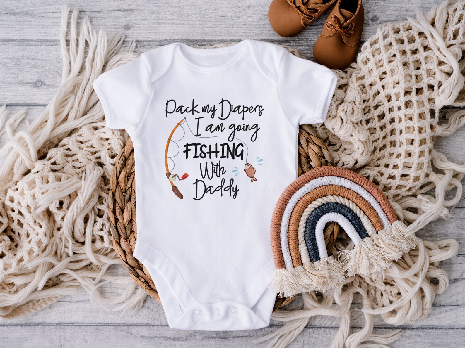 Fishing Baby Onesie Bodysuit Pack My Diapers I Am Going Etsy