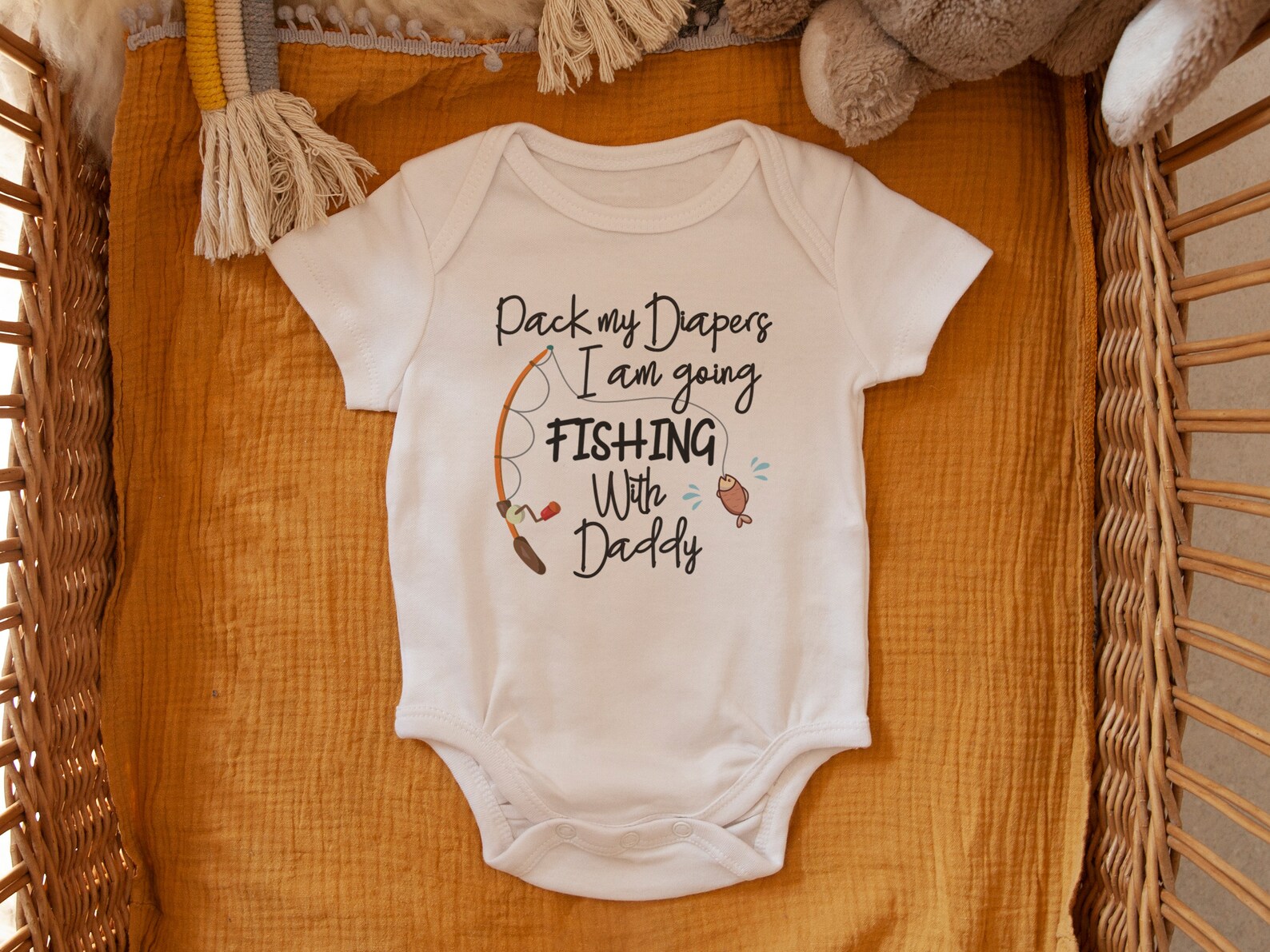 Fishing Baby Onesie Bodysuit Pack My Diapers I Am Going Etsy