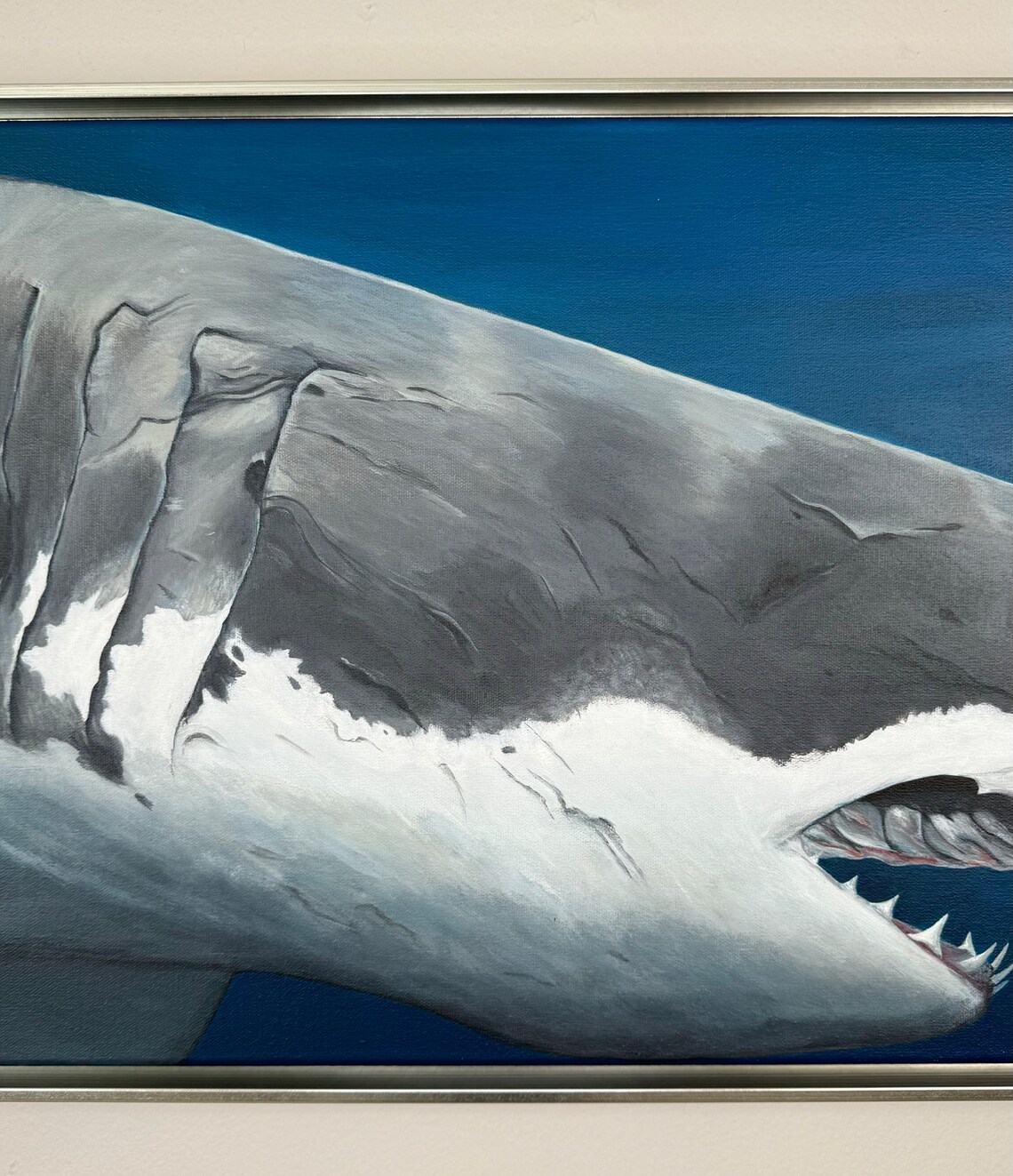 Great White Shark Painting | Shark Art | Framed Shark Art | Realistic ...