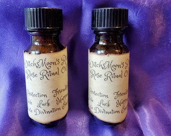 Rose Ritual Oil HedgeWitch's Own Roses 1/2 Oz Bottle Protection Attract Fae Raise Divination Energies Stimulate Psychic Powers Clairvoyance.