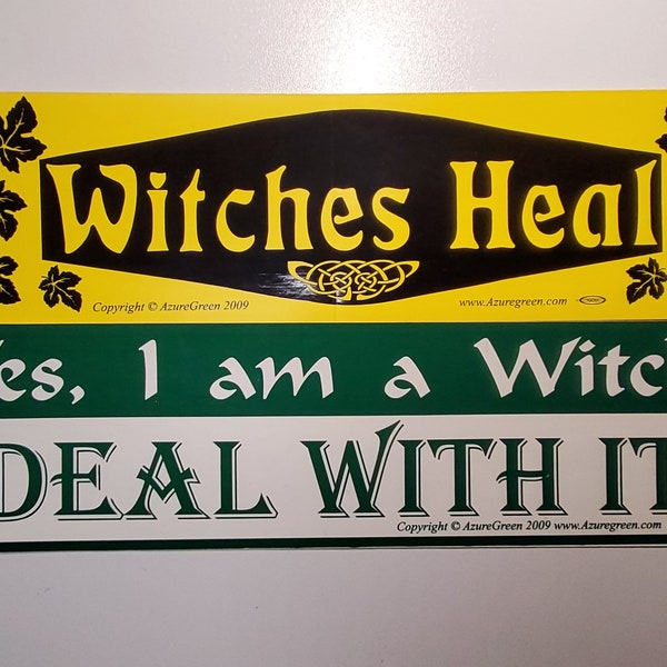 201..Witchy Stickers Set Of 2 Witches Heal & Yes, I Am A Witch, Deal w/ It! Display On Car Bumper Computers Windows Wicca Witchcraft.