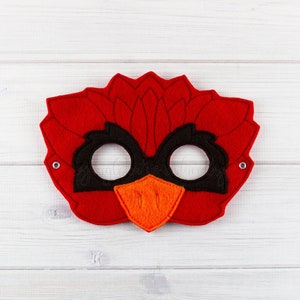 Cardinal Mask (MA027) I Kid&#39;s Mask, Dress-Up, Party Favors, Birthday Party, Halloween Costume, Pretend Play,  Felt Mask