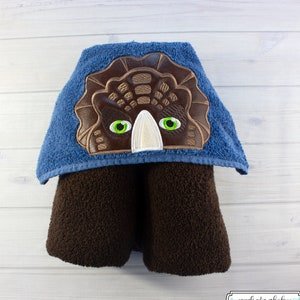 Triceratops Hooded Towel (HT019) I Hooded Towel, Bath Towel, Kid&#39;s Hooded Towel, Pool Towel, Personalized Hooded Towel, Your Choice Of Color