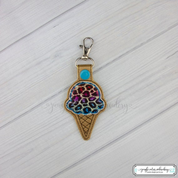Ice Cream Cone Key FOB K007 I Key FOB Snap Tab Key Holder Etsy