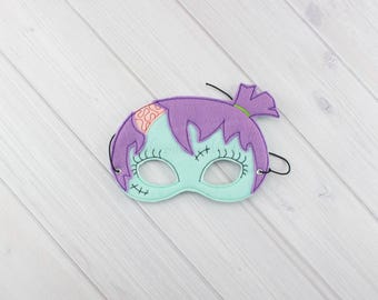 Zombie Girl Mask (MA006) I Kid's Mask, Adult Mask, Dress-Up, Party Favors, Birthday Party, Halloween Costume, Pretend Play,  Felt Mask
