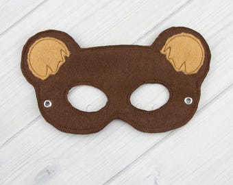 Bear  Mask (M182) I Kid's Mask, Dress-Up, Party Favors, Birthday Party, Halloween Costume, Pretend Play,  Felt Mask