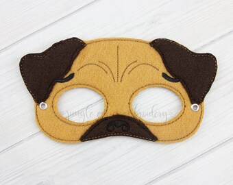 Pug  Mask (M164) I Kid's Mask, Dress-Up, Party Favors, Birthday Party, Halloween Costume, Pretend Play,  Felt Mask