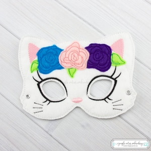 Floral Cat  Mask (M237) I Kid&#39;s Mask, Dress-Up, Party Favors, Birthday Party, Halloween Costume, Pretend Play,  Felt Mask