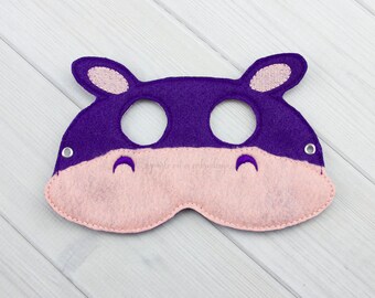 Hippo Hippopotamus Mask (M059) I Kid's Mask, Dress-Up, Party Favors, Birthday Party, Halloween Costume, Pretend Play,  Felt Mask