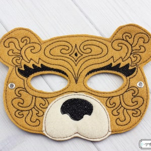 Exotic Bear  Mask (M274) I Kid&#39;s Mask, Dress-Up, Party Favors, Birthday Party, Halloween Costume, Pretend Play,  Felt Mask