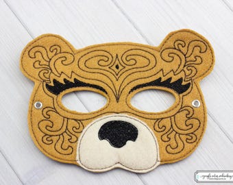 Exotic Bear  Mask (M274) I Kid's Mask, Dress-Up, Party Favors, Birthday Party, Halloween Costume, Pretend Play,  Felt Mask