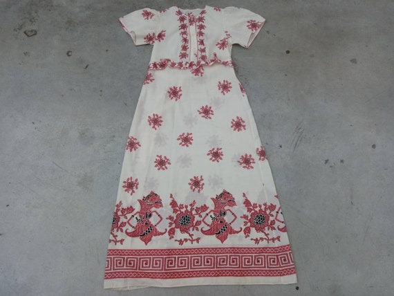 Vintage boho praire summer cotton maxi dress puffe