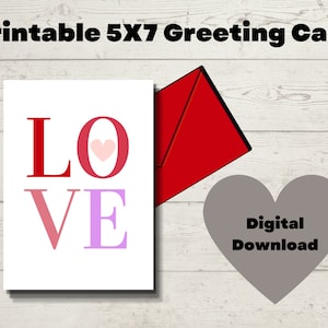 Cartão de felicitações LOVE, download digital em pdf, Cartão de Dia dos Namorados, Cartão de amor, Cartão só para dizer que te amo, Cartão de felicitações fofo