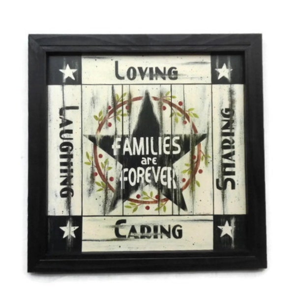 Families are Forever by Linda Spivey in a Handmade Wood Frame, 8"x8"