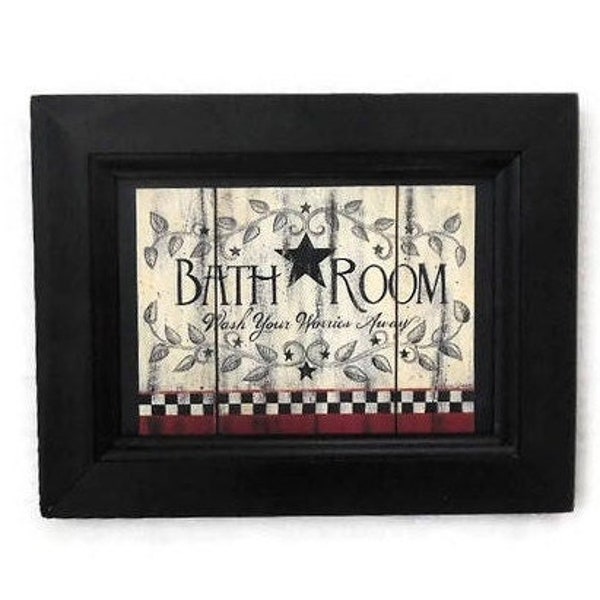 Bath Room by Linda Spivey in a Handmade Wooden Frame, 9"x7"