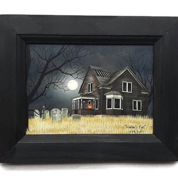 Hallow's Eve by Billy Jacobs in a Handmade Wooden Frame, 9"x7"