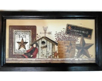Primitive Country Bathroom Ideas : 3 / Country bath decor,primitive bath decor,farmhouse bath decor,wooden art plaque,12h x 16w,pam britton.