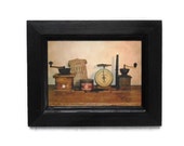 Primitive Decor, The Daily Grind, Billy Jacobs, Art Print, Country Decor, Wall Hanging, Handmade, 9x7, Custom Wood Frame, Made in the USA
