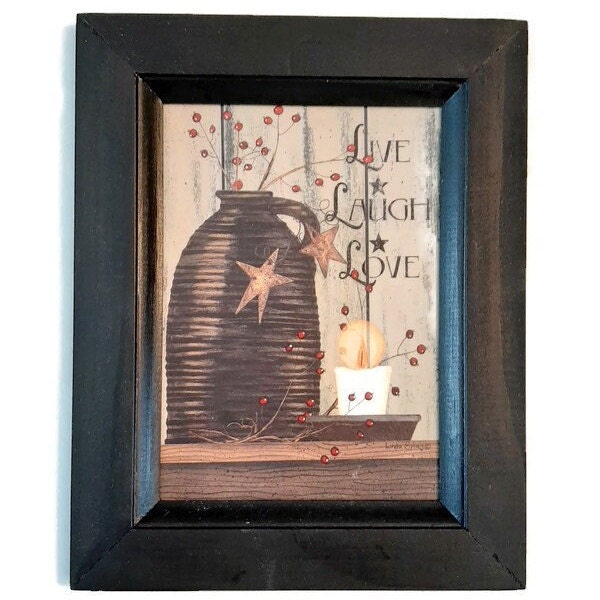 Live, Laugh, Love by Linda Spivey in a Handmade Wooden Frame, 7"x9"