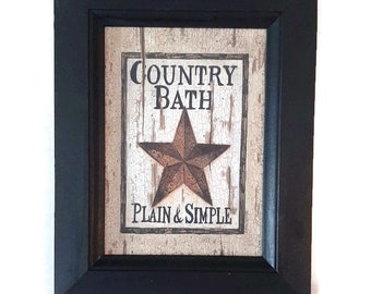 Country Bath by Linda Spivey in a Handmade Wooden Frame, 7"x9"