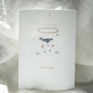 Willkommen auf der Welt | Postkarte | Mobile | Ente |  Aquarell | Hallo Baby | Geburt | Glückwunschkarte | Naturpapier