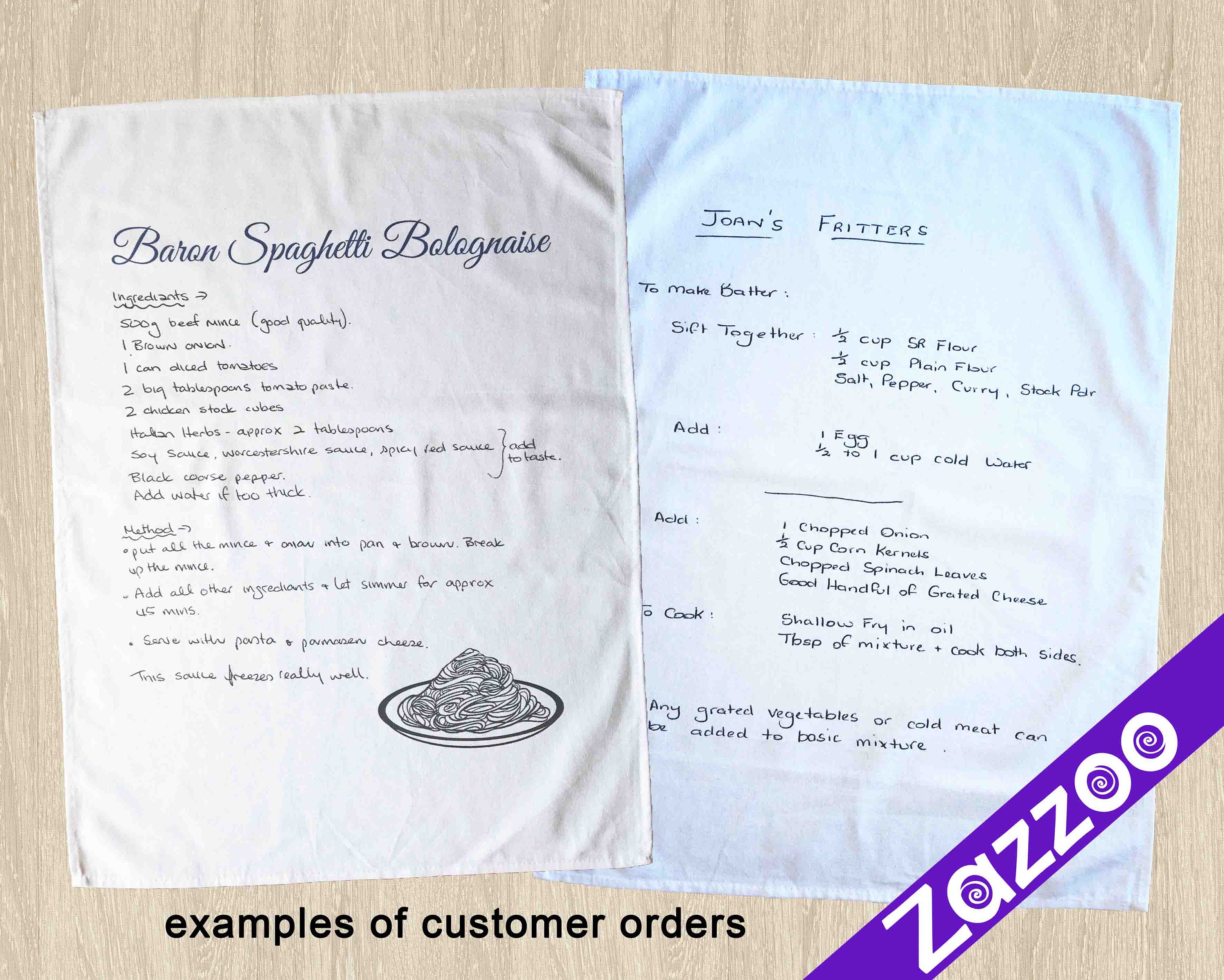 Set of 3 Custom Recipe Tea Towels Handwritten Recipe Tea Etsy Australia