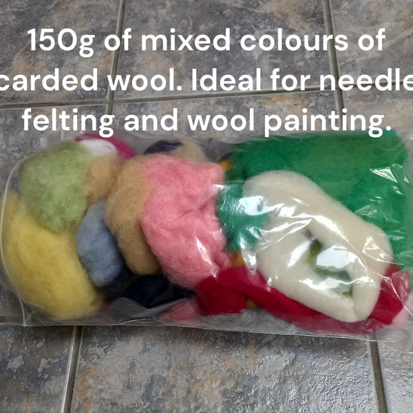 Clearance packs of mixed colours of felting wools, Ideal for wool painting and felting, Approx 150g. Golden Valley Crafts