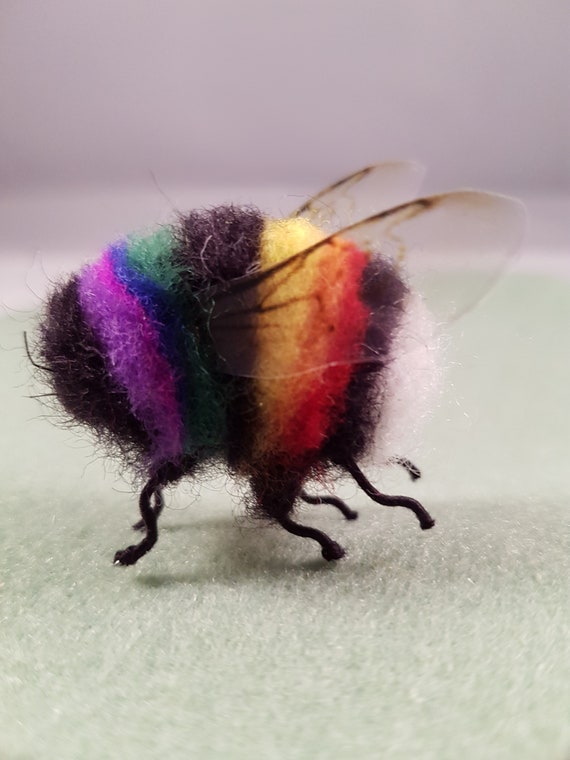 Handmade Felt Rainbow Bumblebee LGBT Pride Hanging Decoration Handmade Felt Rainbow Bumblebee LGBT Pride Hanging Decoration