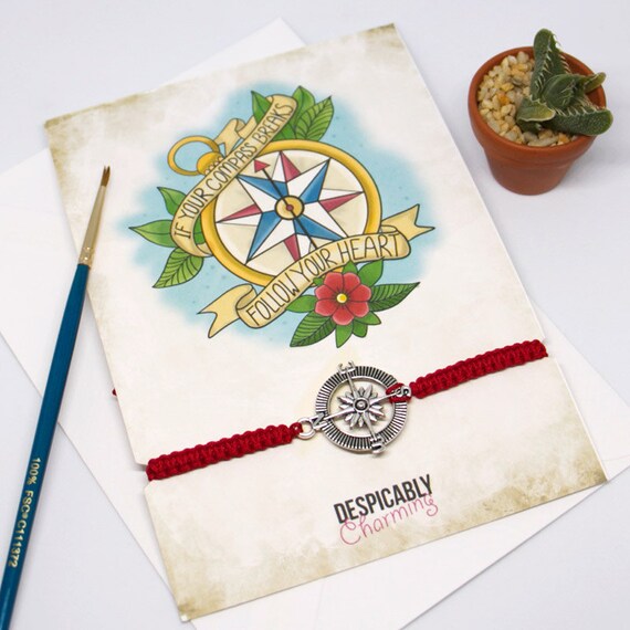 Compass bracelet Travel bracelet Travel Jewellery Compass Etsy