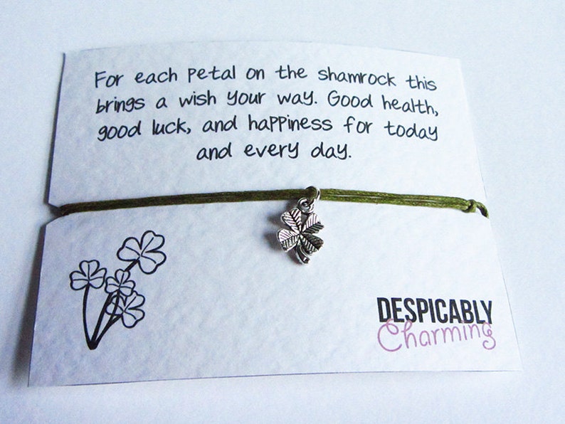 Four Leaf Clover Wish Bracelet Good Luck Friendship Bracelet Etsy Schweiz