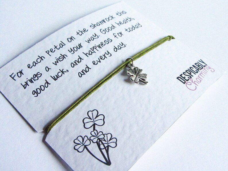 Four Leaf Clover Wish Bracelet Good Luck Friendship Bracelet Etsy