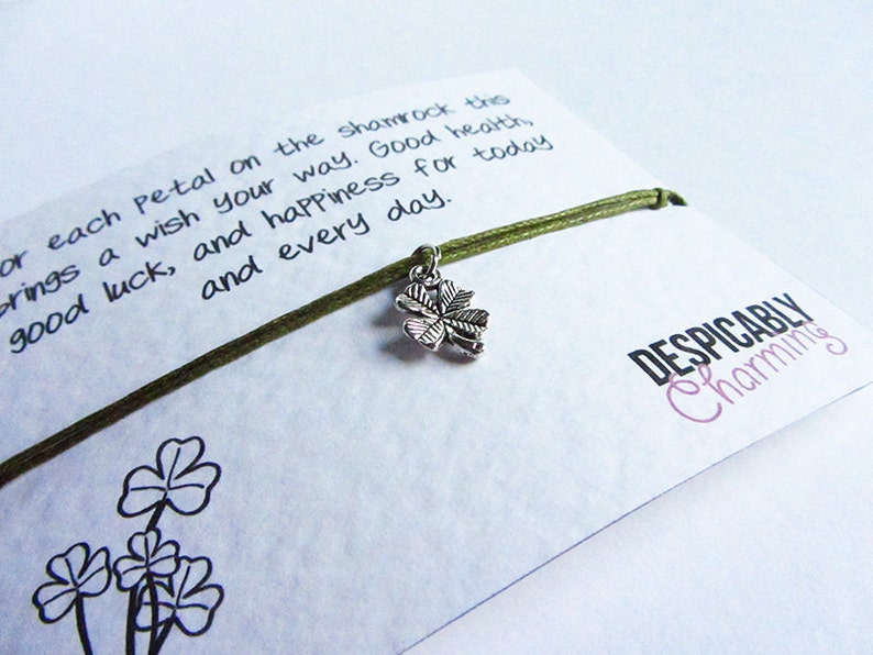 Four Leaf Clover Wish Bracelet Good Luck Friendship Bracelet Etsy