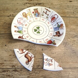 Broken Vintage Royal Kendal "The Taltos" Fortune Telling Saucer for Mosaic & Crafting, Altered Art / Kintsugi Supply