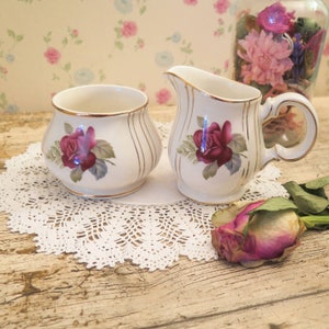 Vintage Sadler England Sahne und Zucker Set: Rosenmuster Teeservice