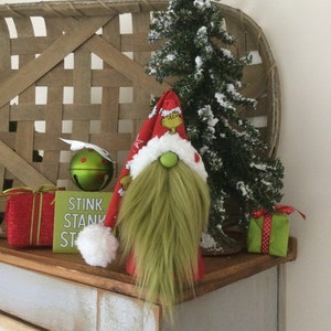 Grinch Gnome, Christmas Gnome, Gnome, Tiered Tray Decor