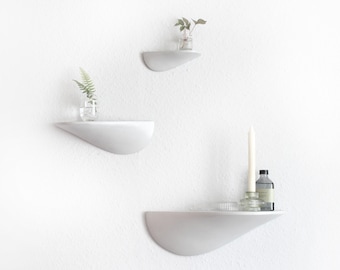 Set of 3 wall shelves made of concrete light grey