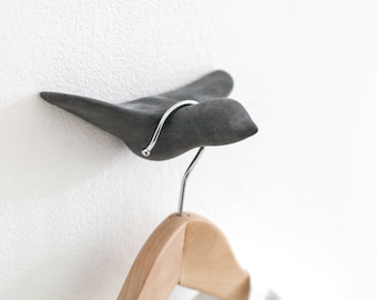 Concrete wall hook - black bird