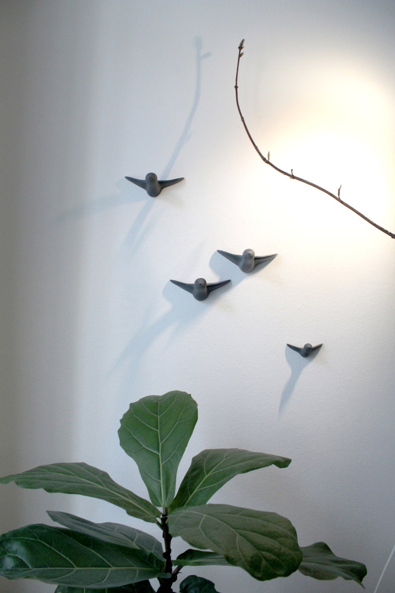 Small Flock of 4 Birds Decoration Gray Concrete image 8